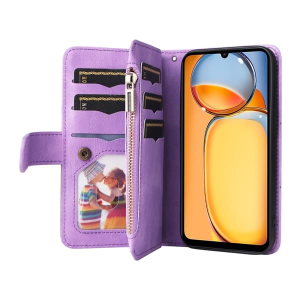 KT Wallet Case til Xiaomi Redmi 13C - Lilla - sort Purple
