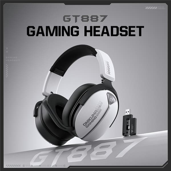 ONIKUMA GT887 Gaming Headset LED Trådbundna Over-Ear-hörlurar Mikrofon - Vit Vit