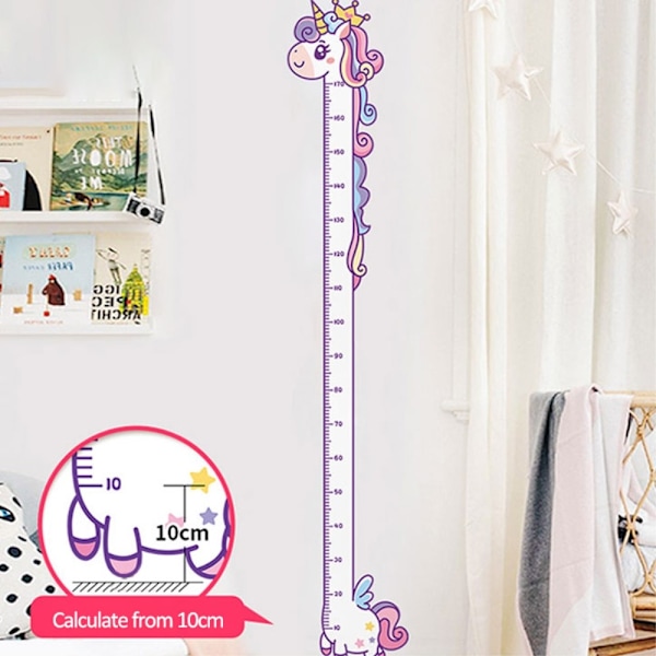 Mäta Växande Längd Väggdekal Tillväxt Diagram Väggdekal - Rainbow Horse multifärg