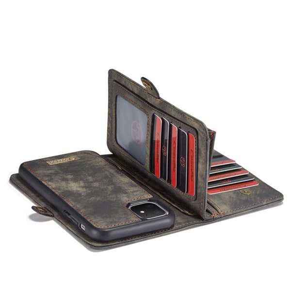 CASEME iPhone 11 Retro Split Lommebok - cover I Lær - Grå Grey