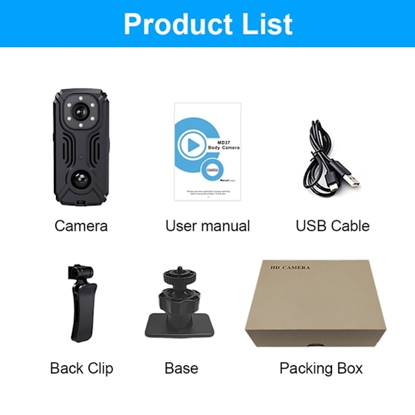 MD37 Video Recorder 2K Sport Camera Cykel med IR-CUT AP Hotspot Black