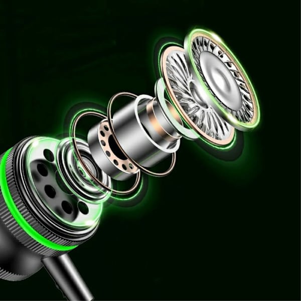 USB-C hovedtelefon med mikrofon magnetisk in-ear gaming - Grøn Green