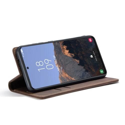 CASEME Retro tegnebog taske til Samsung Galaxy S23 - Kaffe Brown