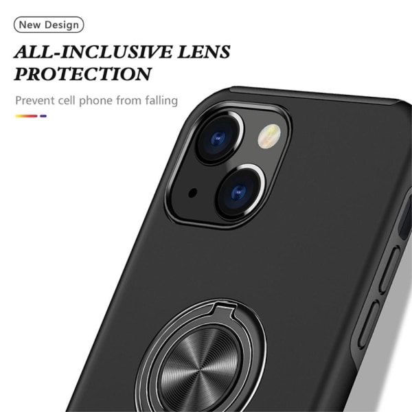 iPhone 14 Plus Finger Ring Kickstand Hybrid Case - Black Black