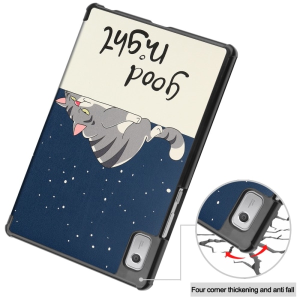 Trefoldet Stativdeksel for Lenovo Tab M9 - Katt Multicolor