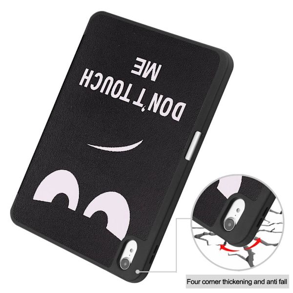 Tri-fold Stand Case for iPad 10.9 (2022) Tablet Cover Pen Holder - Don't Touch Me Black