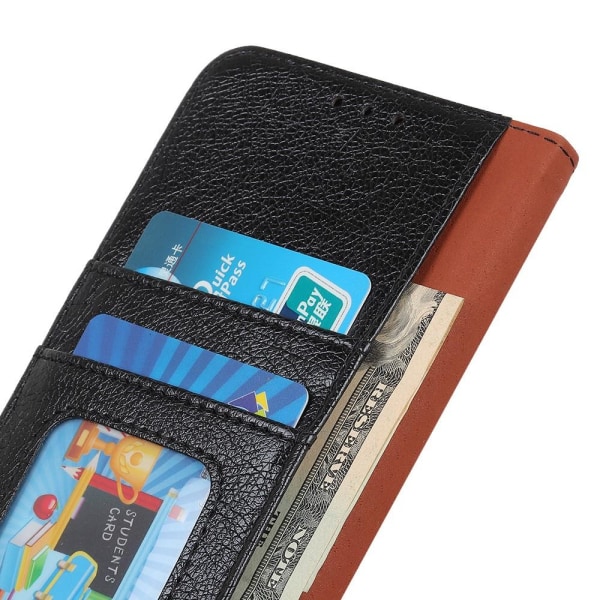 Tekstureret Split Wallet Case til Xiaomi Redmi Note 9 - Sort Black