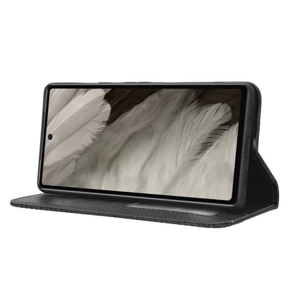 Google Pixel 7a Stand Phone Case Fuld Protection Pung Cover - Sort Black