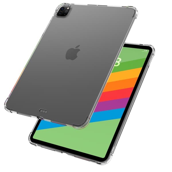 Klar Tablettveske for iPad Pro 11 (2024) med Fallbeskyttelse i Fire Hjørner, TPU Bakdeksel Transparent