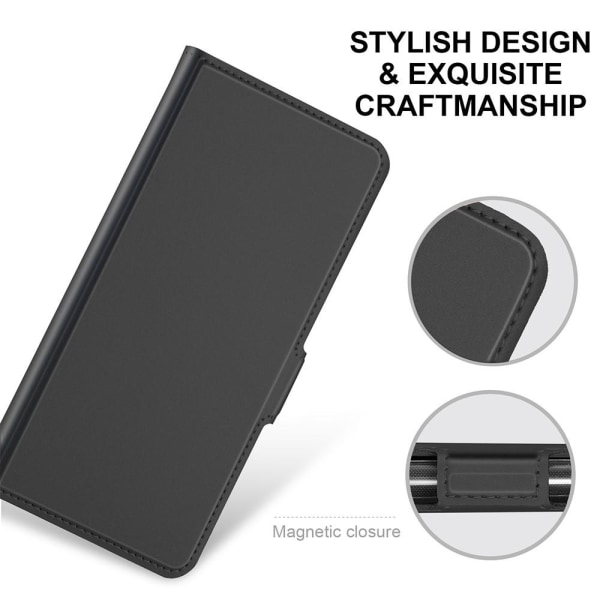 Xiaomi Redmi 9T PU læder automatisk absorberet telefonhus - sort Black