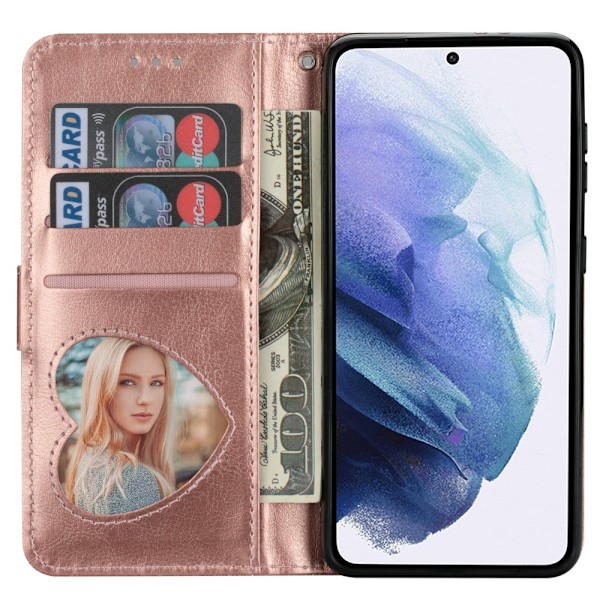 För Samsung Galaxy S25 Ultra Ställbart Glitterfodral med Dragkedjeficka Rosa guld