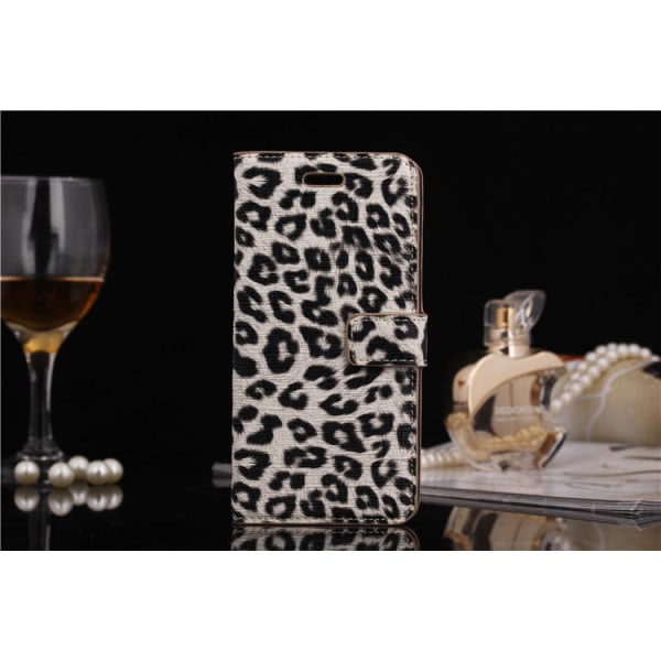 Iphone 6 Plus 5.5" Plånboksfodral / Fodral Leopard White