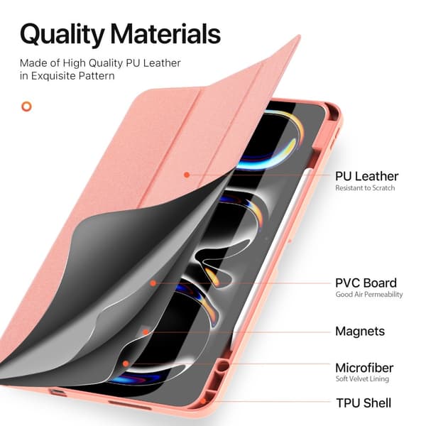 DUX DUCIS Domo iPad Pro 13 (2024) Tri-fold Stativ - Rosa Pink