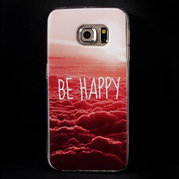 Samsung Galaxy S6 EDGE TPU skal Be Happy Lila