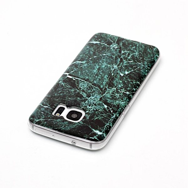 MTK Samsung Galaxy S7 SM-G930 TPU Marmor - Svart-Grön Black