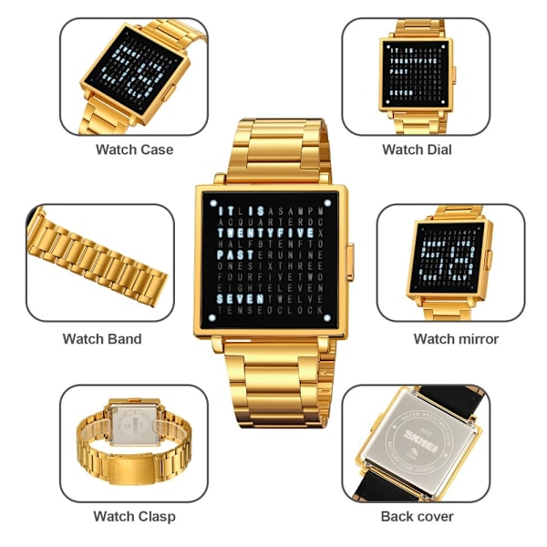 SKMEI Elektronisk Armbandsklocka Digital Klocka Datum Armbandsur - Svart Läder Svart