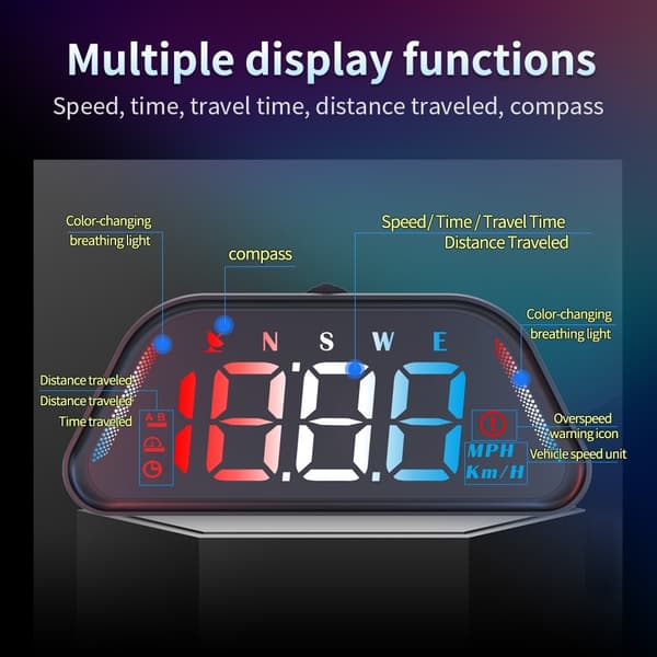 Hastighetsmätare GPS-HUD (Head-Up Display) kompass höjdmätare auto på-/av Blå