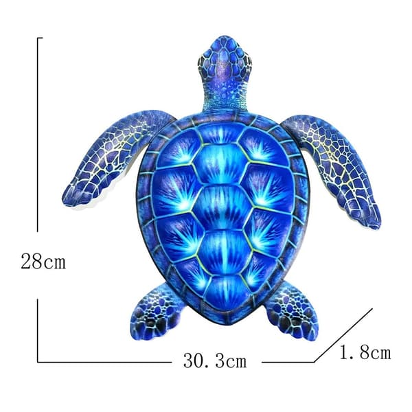 Skildpadde Vægskilt Have Ornament 30,3x28x1,8cm - Blå Blue