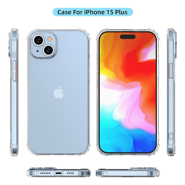Til iPhone 15 Plus Shell Case TPU-ramme + Akryl-bagside-telefoncover Transparent