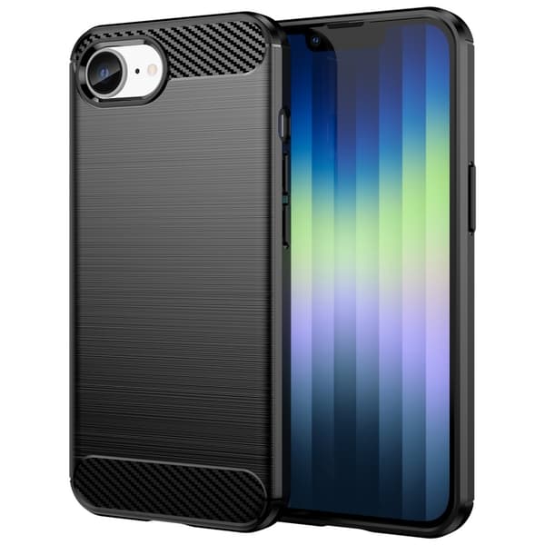 För iPhone 17e / 16e Karbon fiber texture Skal Baksida - Svart Svart