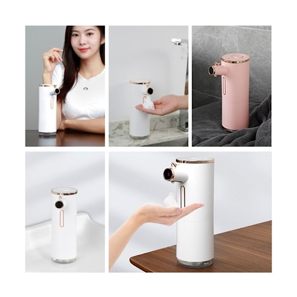 Automatisk flydende sæbe berøringsfri sæbedispenser digital display skum  - Hvid White