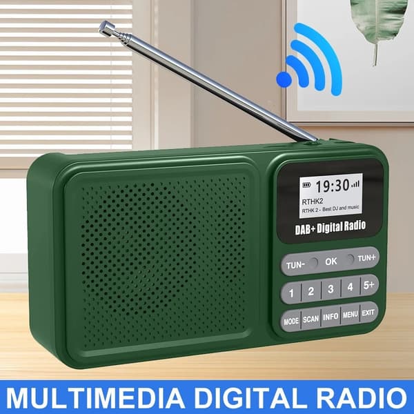 Solcelledrevet genopladelig DAB/FM-radio understøtter Bluetooth-forbindelse Green