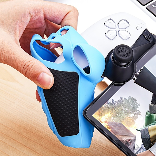 Playstation 5 / PS5 Silikon Skin Skal Fodral Anti-Slip Skydd + Joystick Caps - Blå Blå