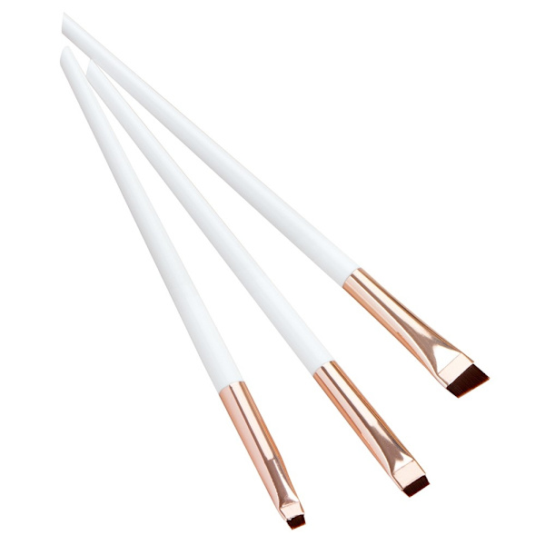3 stk Sminkebørster Øyenskygge Eyeliner Øyenbryn Sminke - Hvit+Gull Gold