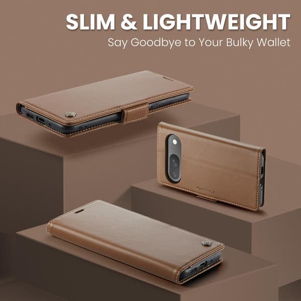 CASEME För Google Pixel 10 Pro / 10 / 9 Pro / 9 Fodral Stativ Telefonfodral Brun