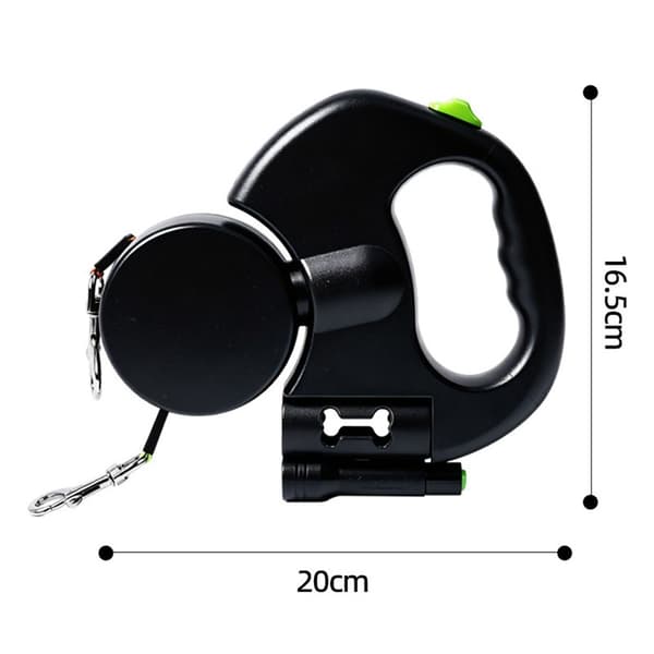 2-i-1 hundebånd med LED-belysning, flokefritt reflekterende ergonomisk håndtak Black