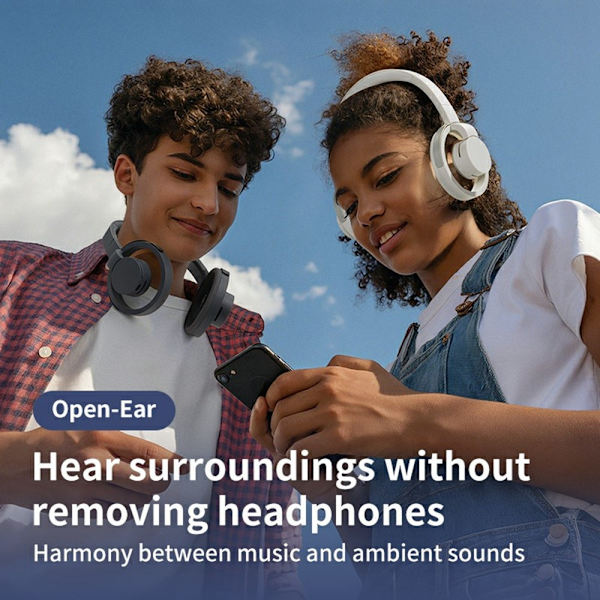 LC6200 Bluetooth Foldbare Hovedtelefoner med Åbne Øre ENC Støjreducerende Headset - Sort Black