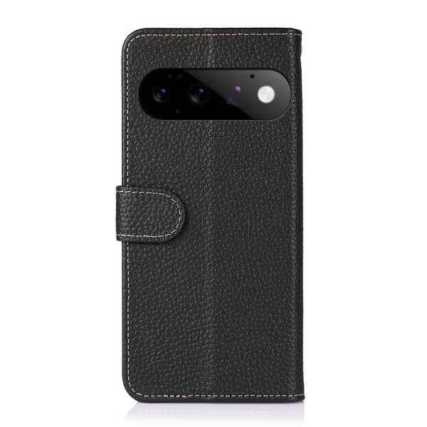 KHAZNEH Læderpungcover med litchi tekstur til Google Pixel 11 og Pixel 11 Pro Black