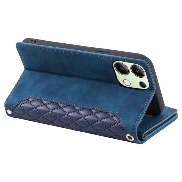 Til Xiaomi Redmi 15C Zipper Wallet Case Rhombus Telefoncover Blue