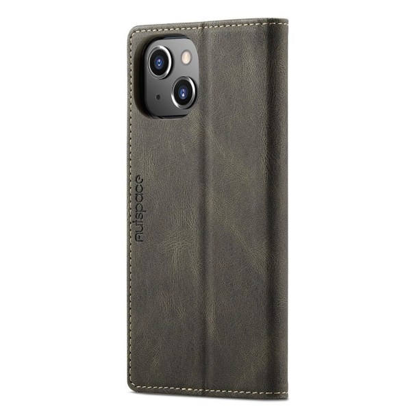 AUTSPACE A01 Retro tegnebog taske til iPhone 13 - Kaffe Brown