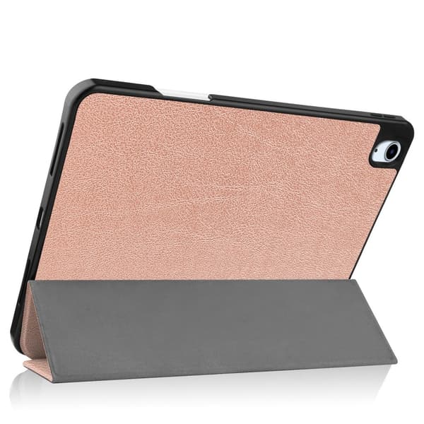 Til iPad Air 11 (2024) Etui Tre - fold Stativ Tablet Cover med Pen Holder Pink gold