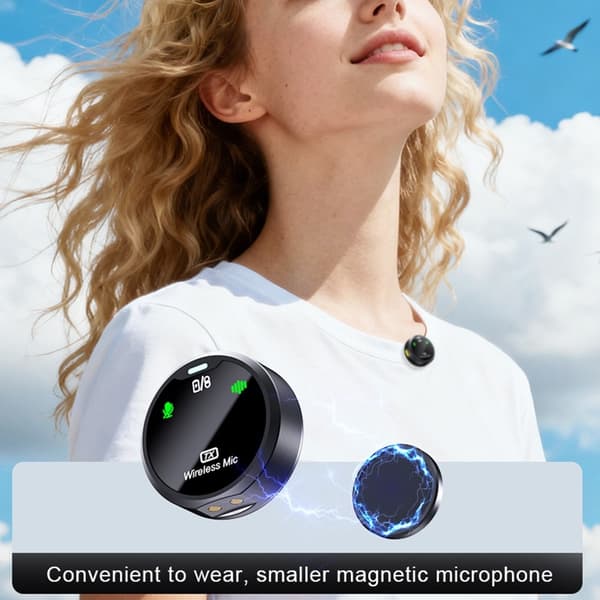 Trådløs mikrofon med støydemping og USB-C-tilkobling – 2 mikrofoner + 1 mottaker Black