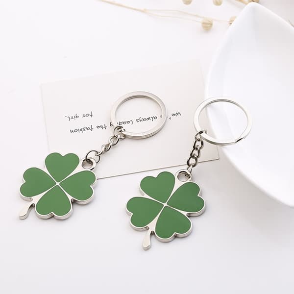 Clover Keychain Zinc Alloy Key Ring Hanging Ornament Key Chain Grön