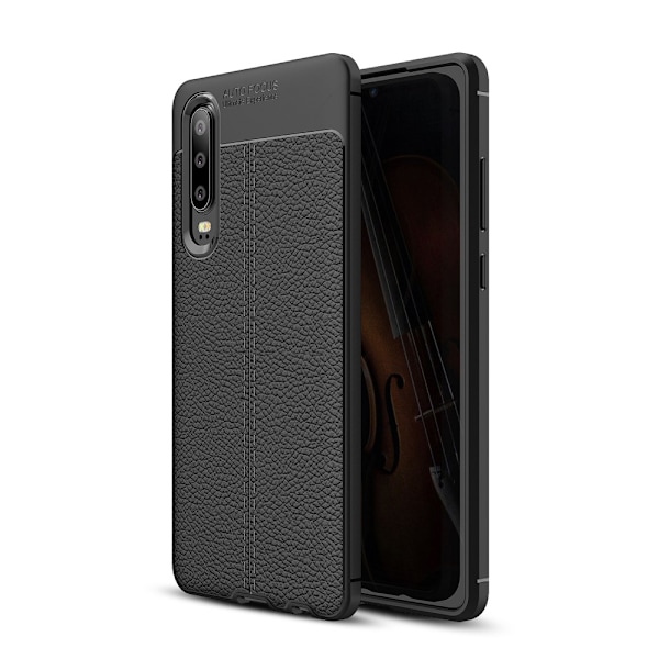 Litchi Coated Hard Plastic Casing Huawei P30 - Musta Black