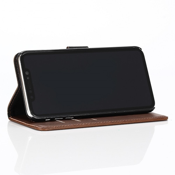 Retro Wallet Mobile Phone Case for iPhone XS Max - Coffee Brown