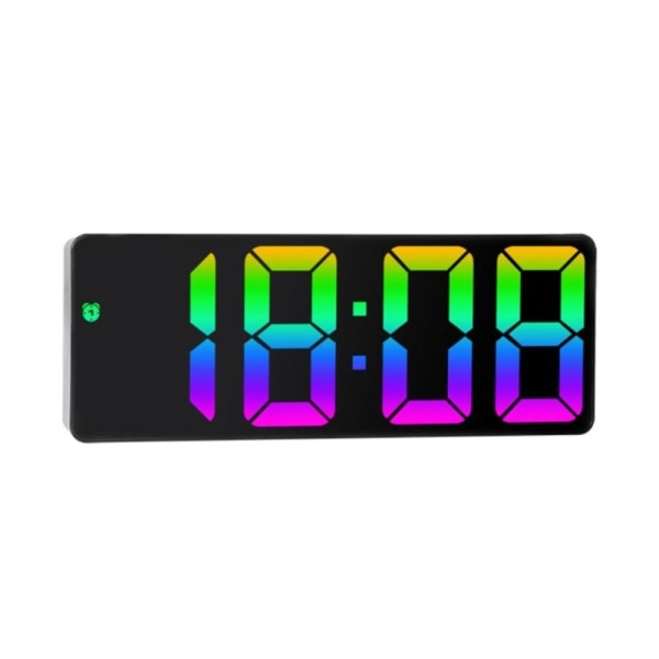 LED-klocka Elektronisk digital väckarklocka Färgglad 12/24H-skärm Svart