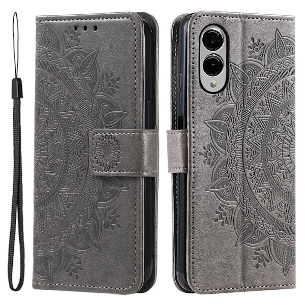 Til Samsung Galaxy S25 Edge tegnebogscover Cover Shell Mandala Blomstermønster Grey