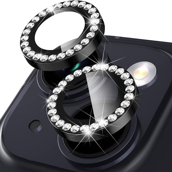 iPhone 15 / 15 Plus Ring Circle Lens -elokuvasetti Glitter Black