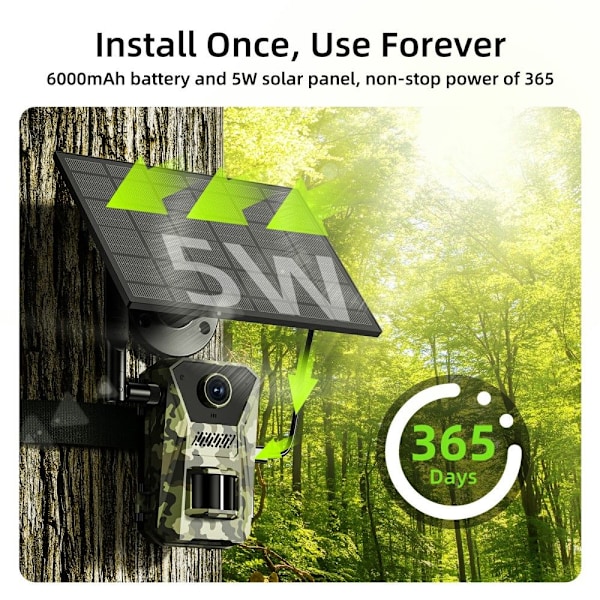 Solar 4G Trail Waterproof PIR Night Vision HD Hunting Camera Green