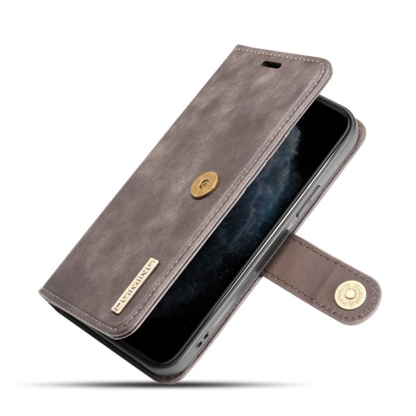 DG.MING iPhone 12 Mini Split Läder Plånboksfodral - Grå Grey