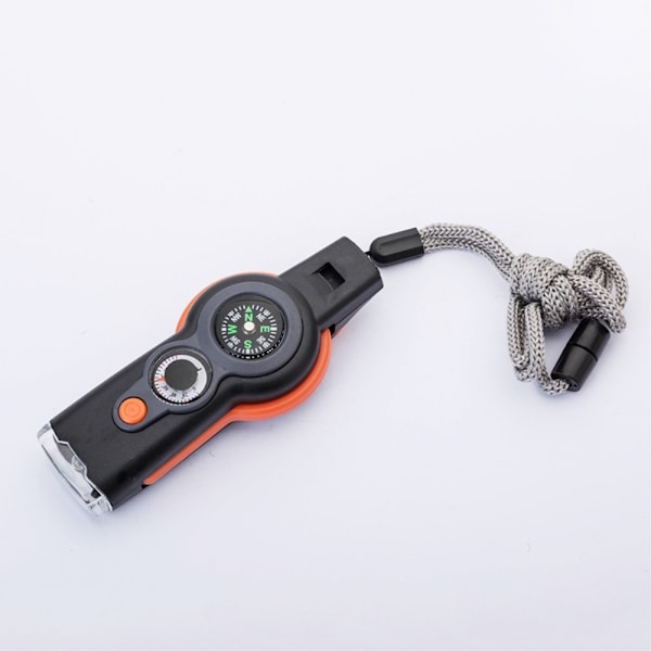 7-i-1 Visselpipa Survival Whistle med kompass / LED-ljus / förstoringsglas Orange one size