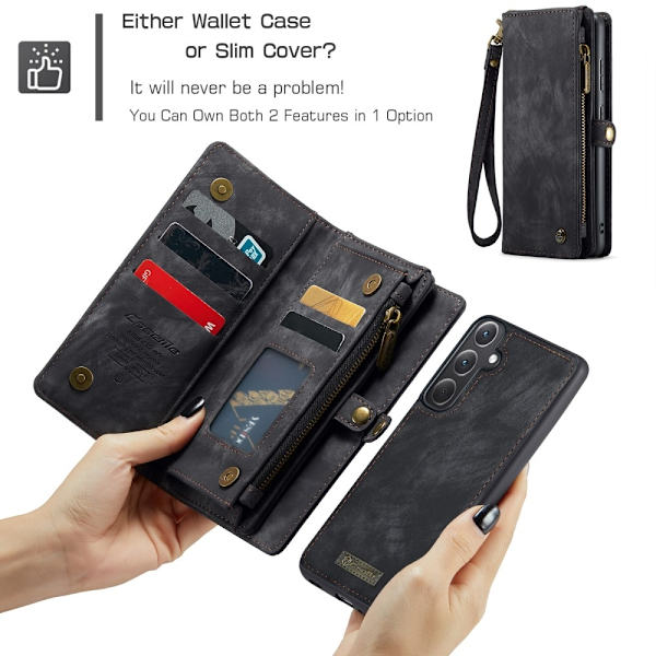 För Samsung Galaxy A35 5G Caseme Retro plånboksfodral - Svart Svart