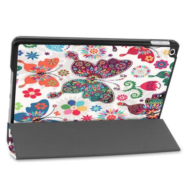 Apple iPad 10.2 Trifoldet Stand Tablet - Taske - Sommerfugl Multicolor