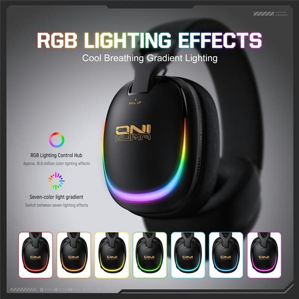 ONIKUMA GT805 Gaming Headset 4 Tilstande Trådløs/Kabelbaseret Over-Ear RGB - Sort Black