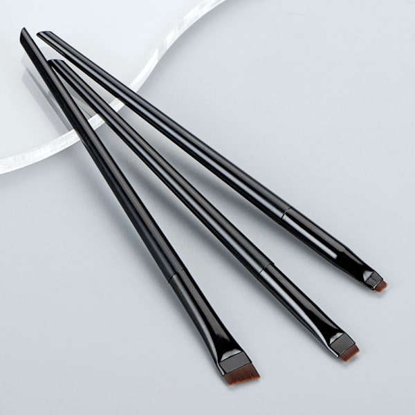 3 stk Sminkebørster Øyenskygge Eyeliner Øyenbryn Sminke - Svart Black
