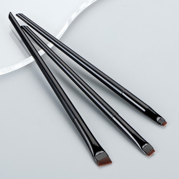 3stk Makeup Børster Øjenskygge Eyeliner Øjenbrynsmakeup - Sort Black